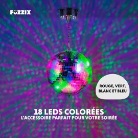 Boule à facette 12cm et moteur rotatif 18 Leds 