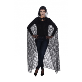 Cape luxe femme dentelle noire 150 cm pas cher