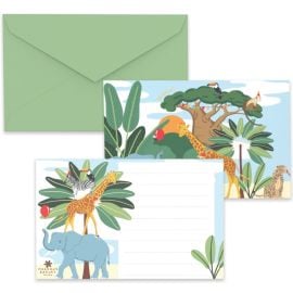Carte invitation anniversaire enfant Animaux de la Savane avec enveloppes
