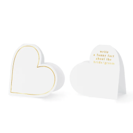 10 Cartes de table Coeurs Blanc et Or 