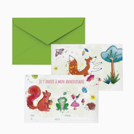 carton invitation animaux de la forêt x8pcs