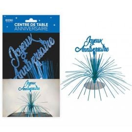 Centre de Table Joyeux Anniversaire Bleu Touareg