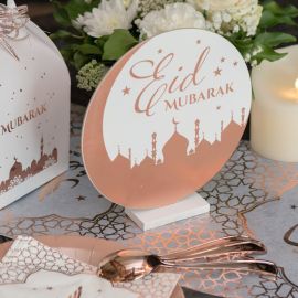 Centre de Table Eid Mubarak Rose gold en Bois  - decoration fetes pas cher - Badaboum.fr