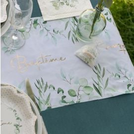 Chemin de table Baptême Vegetal vert