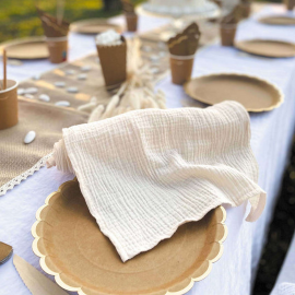 chemin de table gaze de coton ecru 300x30 cm ambiance 1