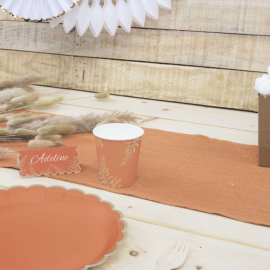 chemin de table gaze de coton terre cuite 300x30cm ambiance