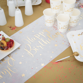 Chemin de table anniversaire pas cher metal or