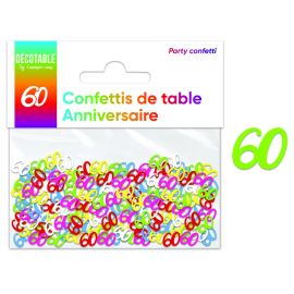 Confettis de table papier multicolore 60 ans , décoration fetes pas cher et livraison 24h rapide chez Badaboum