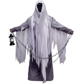 Déguisement spectre adulte Halloween – robe et cagoule sinistre