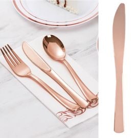 couteau plastique réutilisable rose gold