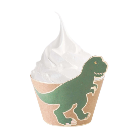 cupcake wrappers dino x6pcs vert