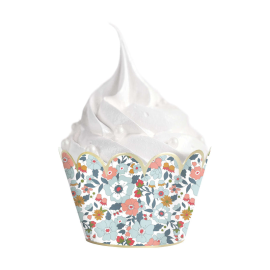 cupcake wrappers fleur et or 