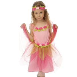 Déguiseent Fée Rose Enfant - Robe et Bandeau Fleuri 3/4 ans pas cher