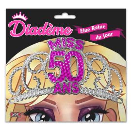 Diademe miss 50 ans fuchsia , décoration fetes pas cher et livraison 24h rapide chez Badaboum