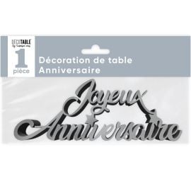 Centre de table Joyeux Anniversaire Argent métallique
