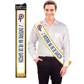 Echarpe enterrement de vie de garcon bleue , décoration fetes pas cher et livraison 24h rapide chez Badaboum