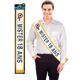 Echarpe mister 18 ans bleue , décoration fetes pas cher et livraison 24h rapide chez Badaboum