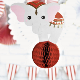 éléphant alvéolé blanc et rouge 25cm