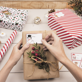 etiquette de noel papier cadeau pas cher