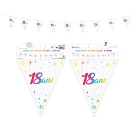 Guirlande fanion joyeux anniversaire metallique multicolore , décoration fetes pas cher et livraison 24h rapide chez Badaboum