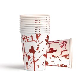 Lot de 8 gobelets en carton Halloween avec éclaboussures de sang et inscription 