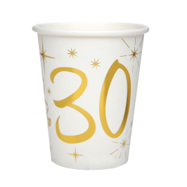 Gobelet en carton Anniversaire 30 ans OR 27cl x10 pièces