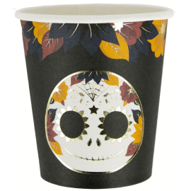 gobelet - festonnés - 200 ml - dia de los mertos - x 8 pièces - vaisselle jetable pas cher
