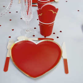 gobelet - festonnés - 200 ml - rouge et or - x 8 pièces - vaisselle jetable pas cher ambiance 1