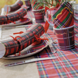gobelet - festonnés - 200 ml - tartan - x 8 pièces - vaisselle jetable pas cher ambiance