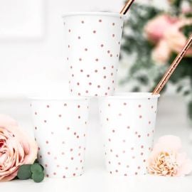 Gobelet jetable à pois rose gold 260ml