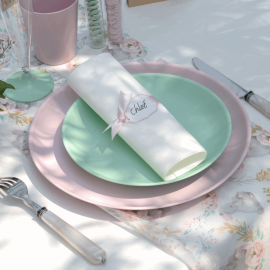 grande assiette en mineral rose pas cher