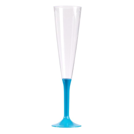 Grande Flûte à champagne Turquoise en plastique réutilisable 16 cl x 20 pièces