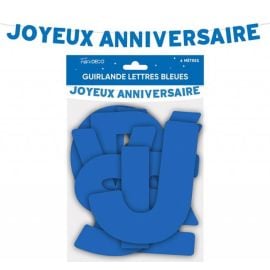 Guirlande Lettres Joyeux Anniversaire Bleu Touareg 4 mètres