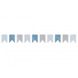 guirlande - mini fanion - grise et bleue - 2m