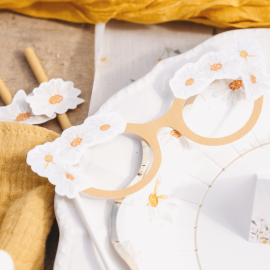 Kit Photobooth Daisy Ocre, Blanc et Or 10pcs