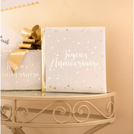 Livre d'or Joyeux Anniversaire Blanc et Or