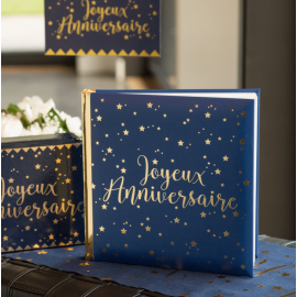 Livre d'or Joyeux Anniversaire bleu Marine