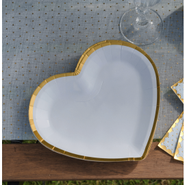 Lot de 10 Assiettes carton Forme Coeur Bleu ciel