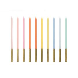Lot de 10 bougies anniversaire Multicolores 14cm