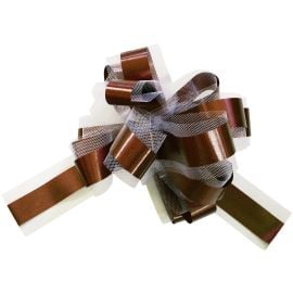 Lot de 5 grands noeuds en tulle Chocolat 50mm