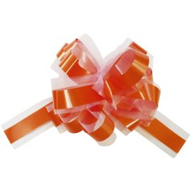 Lot de 5 grands noeuds en tulle Orange 50mm