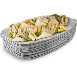 Lot de 5 Plateaux ovales en aluminium  - decoration fetes pas cher - Badaboum.fr