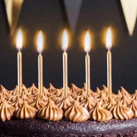Lot de 6 petites bougies anniversaire or chrome