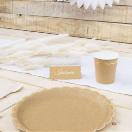 marque place festonnés kraft et or x8pcs ambiance