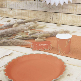 marque place festonnés terracotta x8pcs ambiance