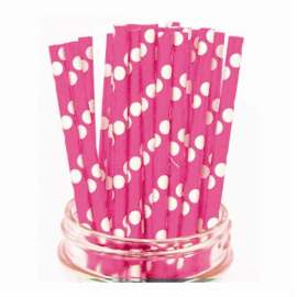 Paille Candy Bar pas cher a pois Fuchsia x 10 pièces