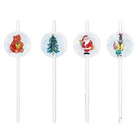 Pailles de Noël en Papier - Motifs Père Noël, Sapin et Ours - Badaboum