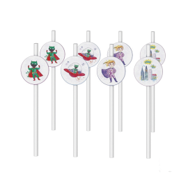 paille super-héros 20cm x8pcs