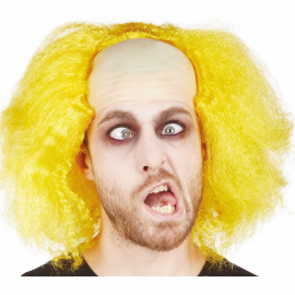 perruque clown dégarni jaune face