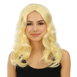 Perruque femme longue bouclée sans frange blonde pour déguisement pas cher - Badaboum.fr